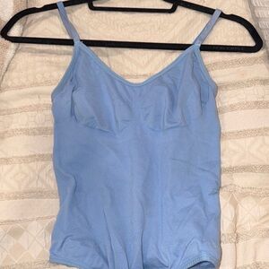 Light Blue Ribbed Camisole Bodysuit